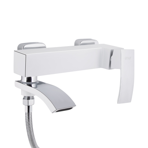 Змішувач для ванни Qtap Swan Cascada з поворотним виливом (з душовим гарнітуром) Chrome/White QTSWA260CRW45569