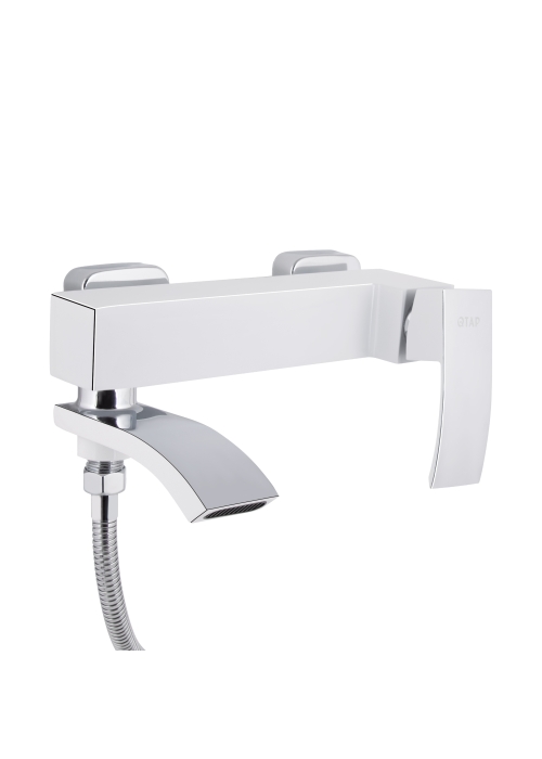 Змішувач для ванни Qtap Swan Cascada з поворотним виливом (з душовим гарнітуром) Chrome/White QTSWA260CRW45569