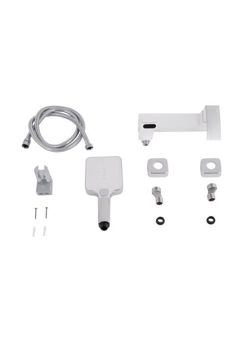 Змішувач для ванни Qtap Swan Cascada з поворотним виливом (з душовим гарнітуром) Chrome/White QTSWA260CRW45569