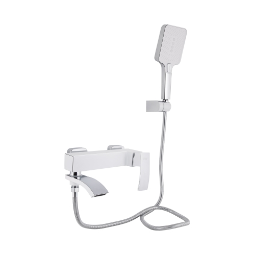 Змішувач для ванни Qtap Swan Cascada з поворотним виливом (з душовим гарнітуром) Chrome/White QTSWA260CRW45569