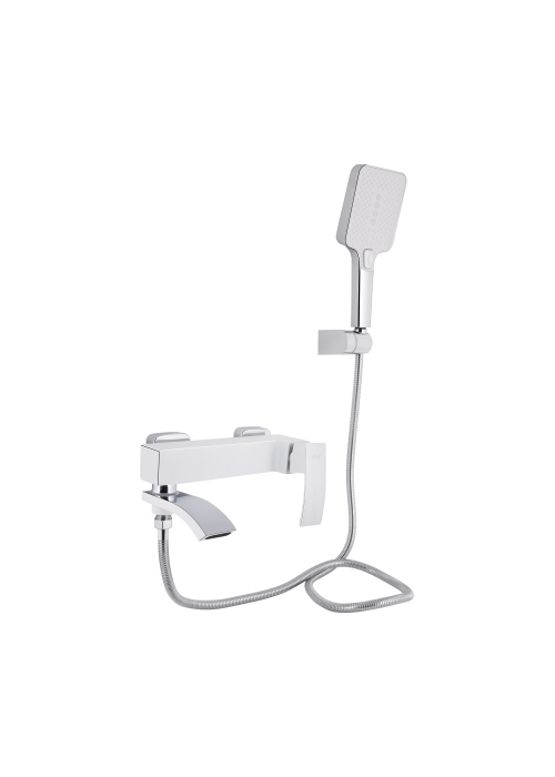 Змішувач для ванни Qtap Swan Cascada з поворотним виливом (з душовим гарнітуром) Chrome/White QTSWA260CRW45569
