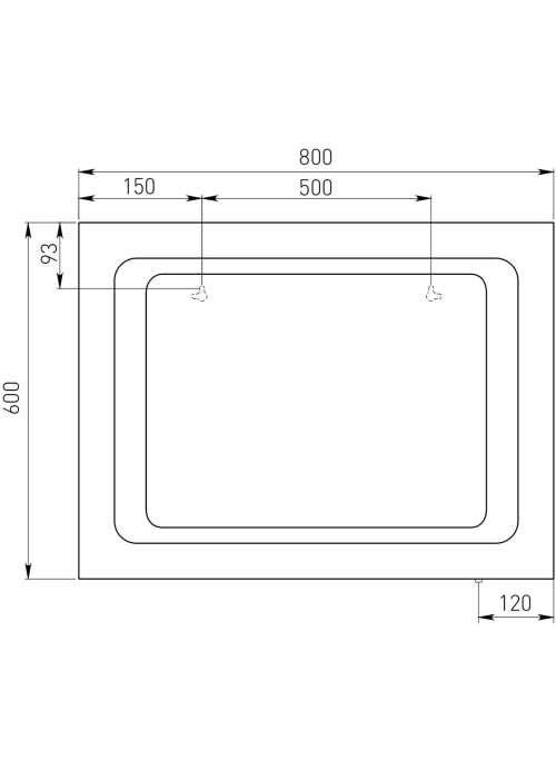 Зеркало VOLLE  прямоугольное 60x80см со светодиодной подсветкой 16-60-580