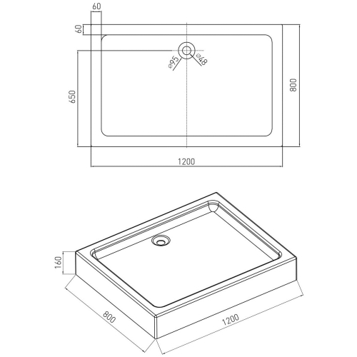 Душовий піддон Volle NEMO 120x80 з сифоном 10-22-171tray