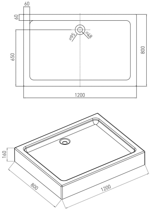 Душовий піддон Volle NEMO 120x80 з сифоном 10-22-171tray