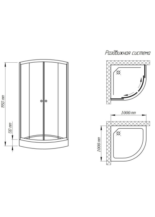 Душевая кабина Wave 1010.1SF стандарт 195x100x100, c мелким поддоном, SD00031192