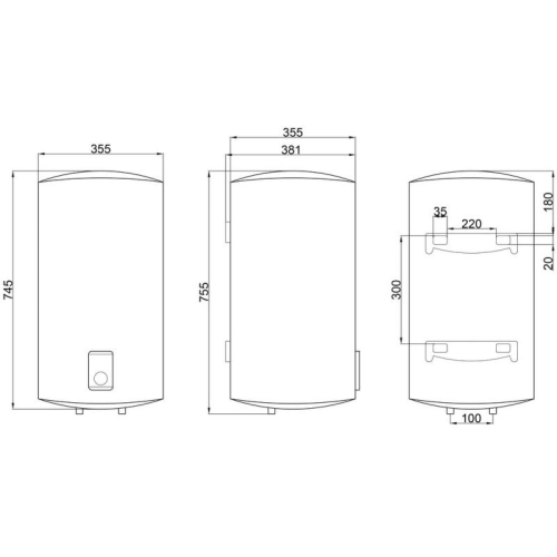 Водонагрівач Thermo Alliance Slim 50 л, сухий ТЕН 2х(0,8+1,2) кВт (D50V20J(D)1-K)