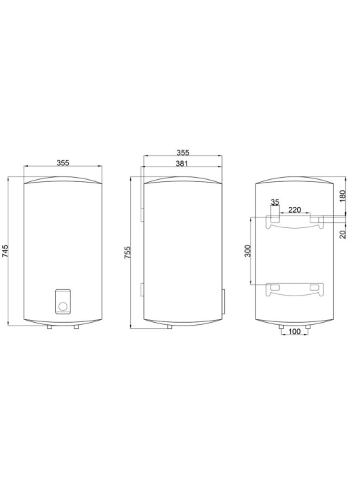 Водонагрівач Thermo Alliance Slim 50 л, сухий ТЕН 2х(0,8+1,2) кВт (D50V20J(D)1-K)