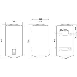 Водонагрівач Thermo Alliance Slim 80 л, сухий ТЕН 2х(0,8+1,2) кВт (D80V20J(D)2-K)