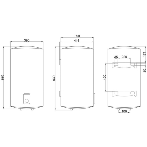 Водонагрівач Thermo Alliance Slim 80 л, сухий ТЕН 2х(0,8+1,2) кВт (D80V20J(D)2-K)