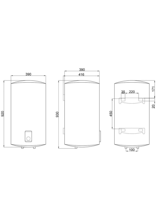 Водонагрівач Thermo Alliance Slim 80 л, сухий ТЕН 2х(0,8+1,2) кВт (D80V20J(D)2-K)