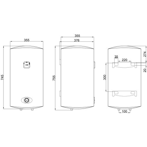 Водонагрівач Thermo Alliance Slim 50 л, мокрий ТЕН 1,5 кВт (D50V15Q1)