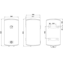 Водонагреватель Thermo Alliance Slim 80 л, мокрый ТЭН 1,5 кВт (D80V15Q2)