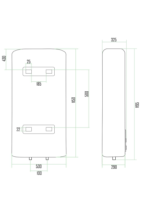 Водонагрівач Thermo Alliance 100 л, сухий ТЕН 2 кВт (0,8+1,2) (DT100V20G(PD)D/2)