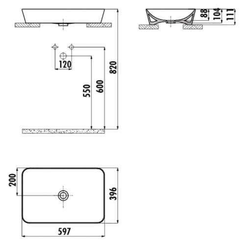 Раковина накладна CREAVIT ULTRA 60x45см біла UL060-00CB00E-0000