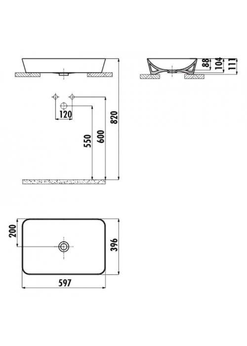 Раковина накладная CREAVIT ULTRA 60x45см белая UL060-00CB00E-0000