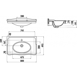 Раковина CREAVIT ANTIK 80x50см AN080-00CB00E-0000