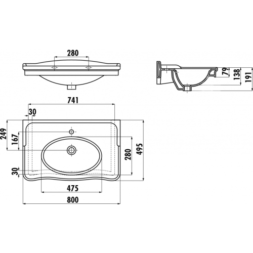 Раковина CREAVIT ANTIK 80x50см AN080-00CB00E-0000