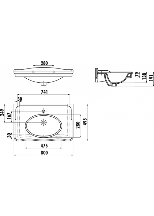 Раковина CREAVIT ANTIK 80x50см AN080-00CB00E-0000