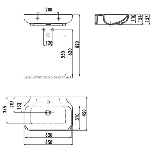 Підвісна раковина CREAVIT FREE 65x45см FE065-00CB00E-0000