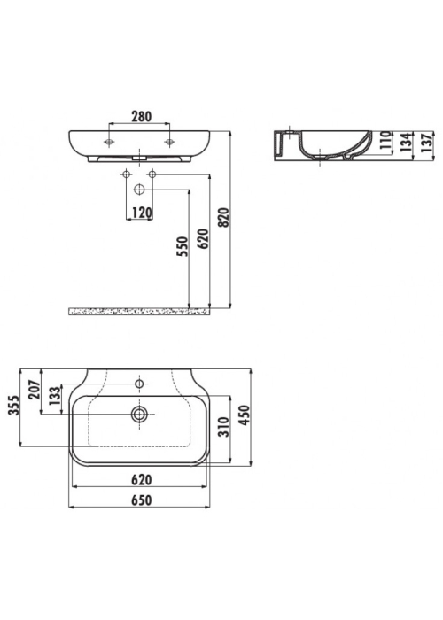 Подвесная раковина CREAVIT FREE 65x45см FE065-00CB00E-0000