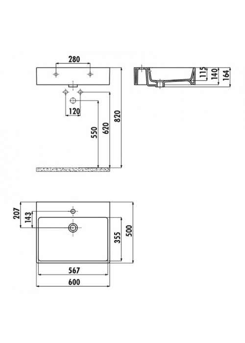 Раковина накладна CREAVIT NEXT 60x50см NX260-00CB00E-0000