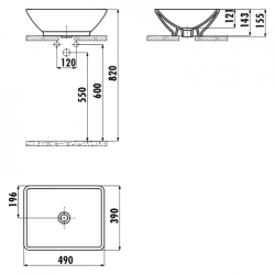 Раковина накладна CREAVIT TINA 49x39см TP140-00CB00E-0000