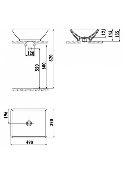 Раковина накладна CREAVIT TINA 49x39см TP140-00CB00E-0000