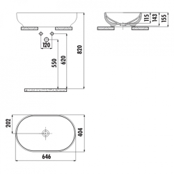 Раковина накладна CREAVIT MINA 64.6x40.4см MN165-00CB00E-0000