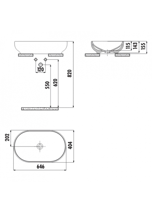 Раковина накладна CREAVIT MINA 64.6x40.4см MN165-00CB00E-0000