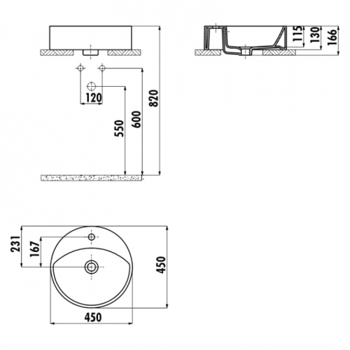 Раковина накладна CREAVIT MINA 45x45см MN145-00CB00E-0000