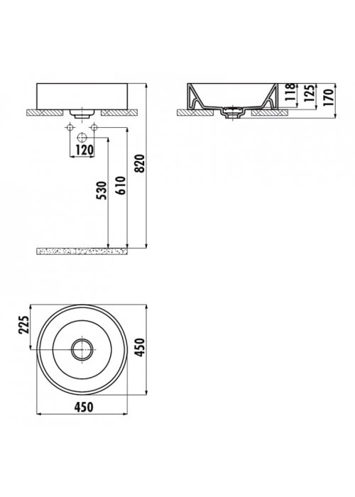 Раковина накладна CREAVIT MINA 45x45см MN146-00CB00E-0000