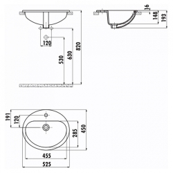 Раковина в столешницу CREAVIT TP 52.5X45см TP225-00CB00E-0000