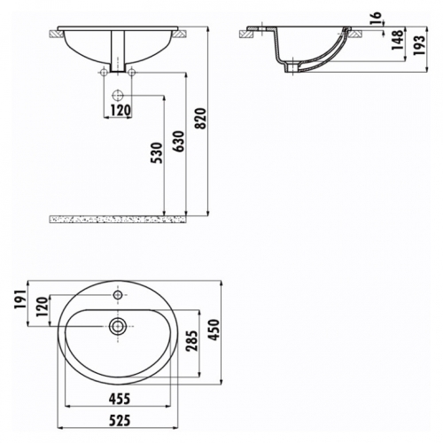 Раковина в стільницю CREAVIT TP 52.5X45см TP225-00CB00E-0000