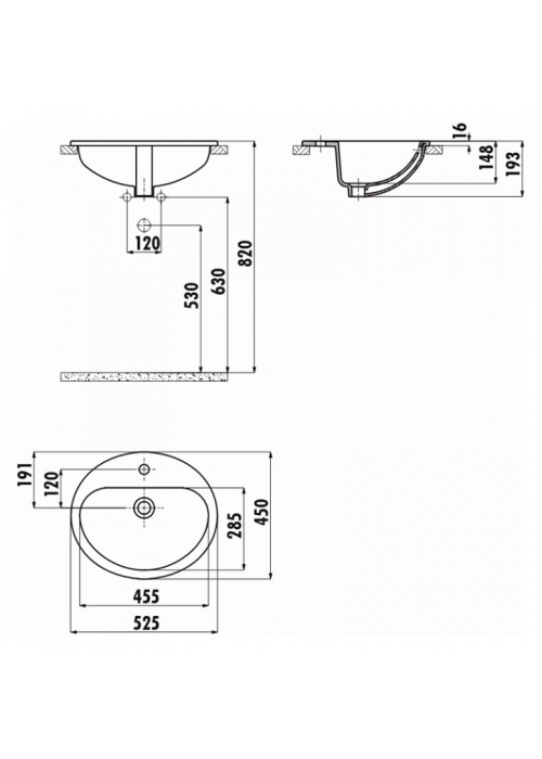 Раковина в столешницу CREAVIT TP 52.5X45см TP225-00CB00E-0000