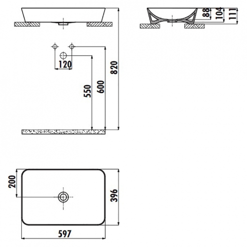 Раковина накладна CREAVIT ULTRA 59.7x39.6см UL060-00SI00E-0000