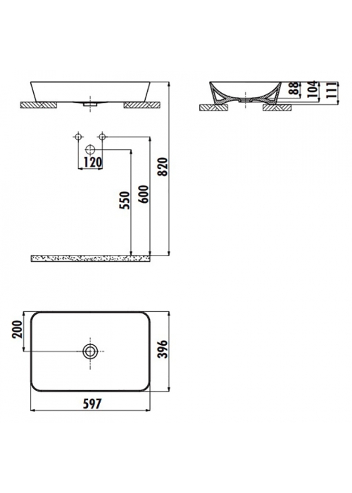 Раковина накладная CREAVIT ULTRA  59.7x39.6см UL060-00AM00E-0000