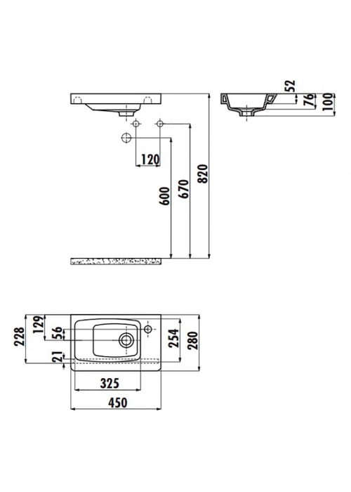 Раковина мебельная CREAVIT MEMORY 45x28см MY045