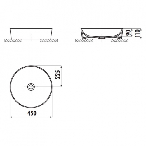 Раковина накладна CREAVIT ULTRA 45x45см UL145-00CB00E-0000