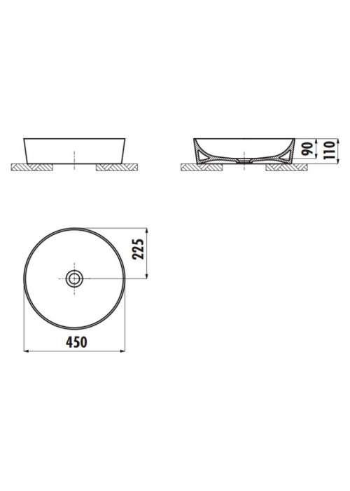 Раковина накладна CREAVIT ULTRA 45x45см UL145-00CB00E-0000