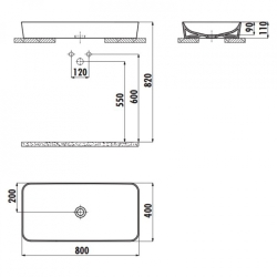 Раковина накладна CREAVIT ULTRA 80x40см UL080-00CB00E-0000