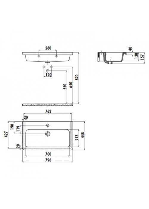 Раковина меблева CREAVIT IPEK 79.6x44.8см IP080-00CB00E-0000