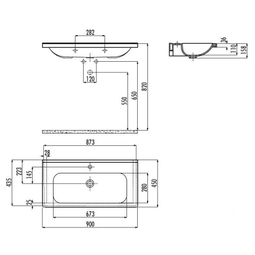 Раковина меблева CREAVIT IDEAL 90x45см ID090-00CB00E-0000