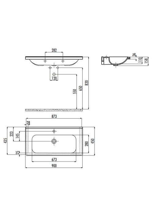 Раковина мебельная CREAVIT IDEAL 90x45см ID090-00CB00E-0000