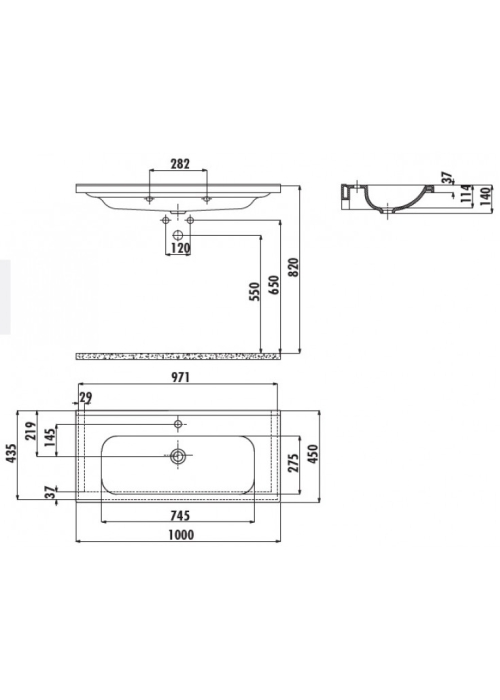 Раковина мебельная CREAVIT IDEAL 100x45см ID100-00CB00E-0000