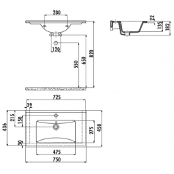 Раковина меблева CREAVIT SU 75x45см SU075-00CB00E-0000