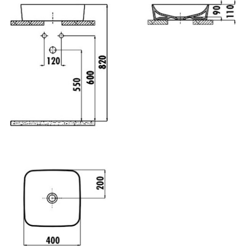 Раковина накладна CREAVIT ULTRA 40x40см UL040-00CB00E-0000