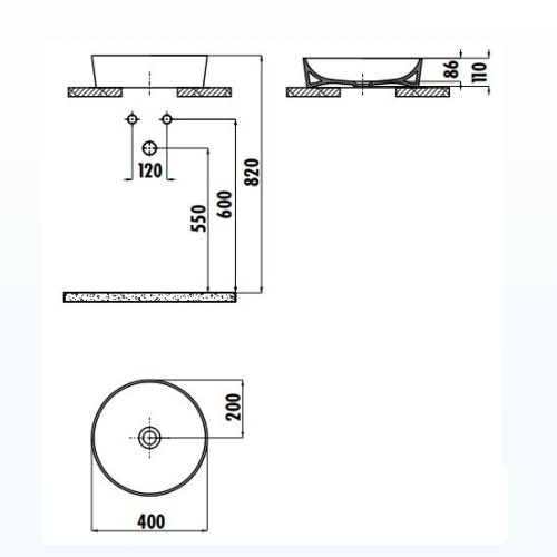 Раковина накладна CREAVIT ULTRA 40x40см UL140-00CB00E-0000