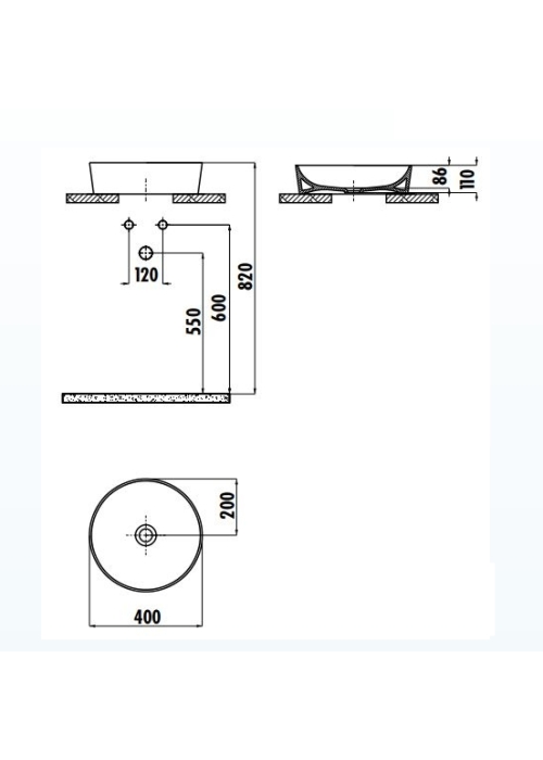 Раковина накладная CREAVIT ULTRA 40x40см UL140-00CB00E-0000