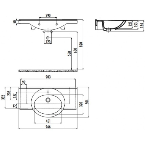 Раковина меблева CREAVIT ETOL 96.6x50.4см ET095