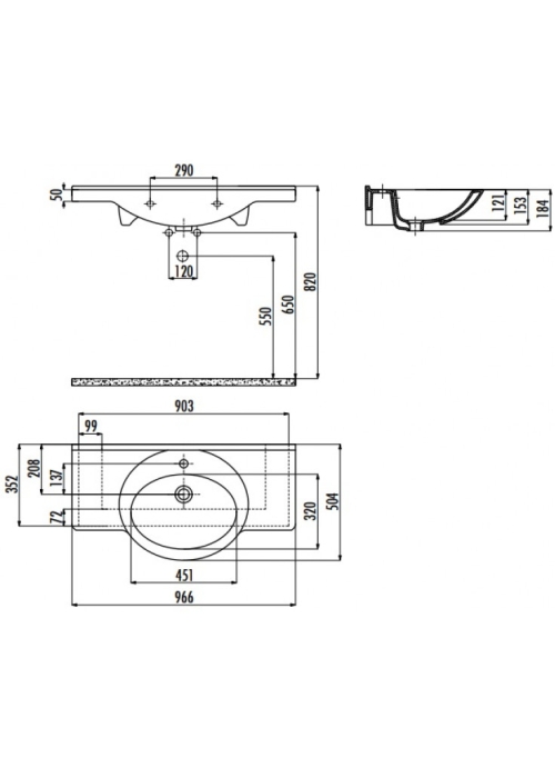 Раковина мебельная CREAVIT ETOL 96.6x50.4см ET095